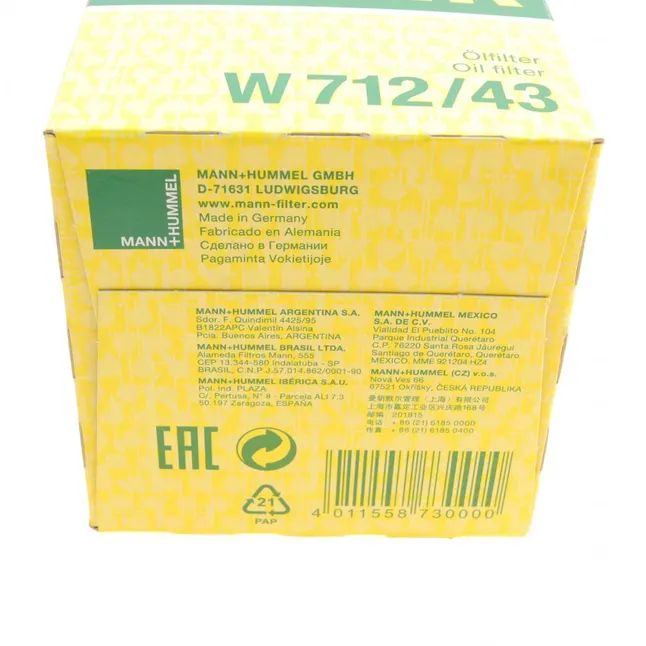 Фільтр масляний MANN-FILTER W 712/43 — Photo 5